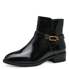 Glossy Urban Edge Patent Ankle Boots, 25365