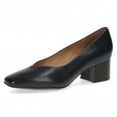 Caprice Black Leather Pump Heels with ANTISHOKK & MEMOTION, 22305
