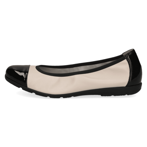 22152 variant 1 Cream Comb Leather Ballerina Flats with Patent Toe & AIRMOTION Technology - Image 2
