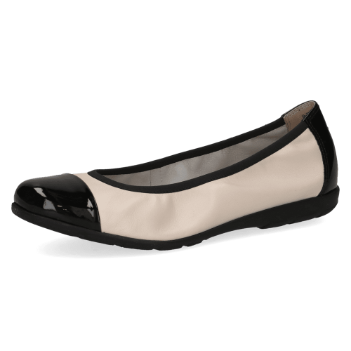 22152 variant 1 Cream Comb Leather Ballerina Flats with Patent Toe & AIRMOTION Technology - Image 3