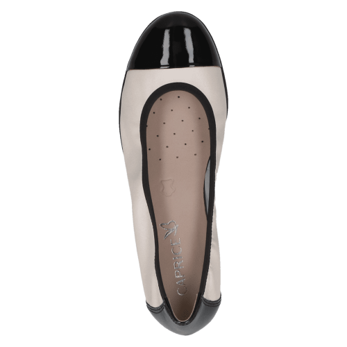 22152 variant 1 Cream Comb Leather Ballerina Flats with Patent Toe & AIRMOTION Technology - Image 4