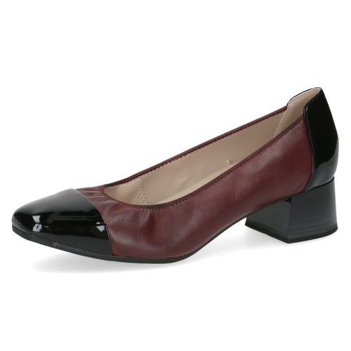 Caprice Black Leather Pump Heels with Patent Toe, Stretch Out, ANTISHOKK & AIRMOTION Technology, 22306 variation 1 - Image 3