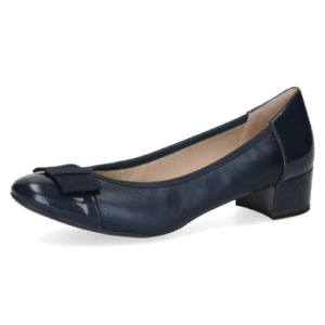 Caprice Navy Leather Pump Heels with MEMOTION, ANTISHOKK & STRETCH OUT, 22307