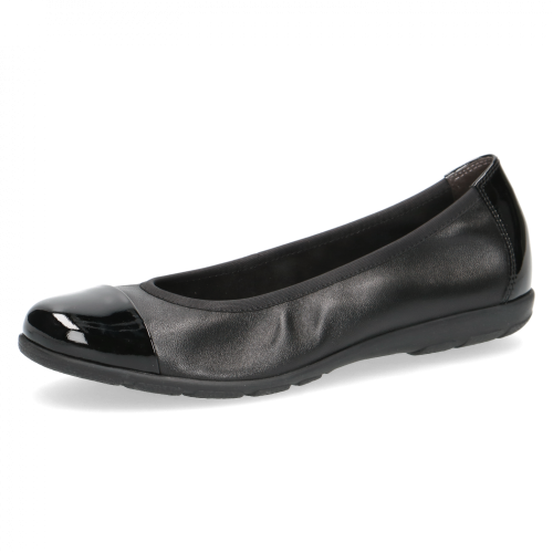22152 variant 2 Black Comb Leather Ballerina Flats with Patent Toe & AIRMOTION Technology - Image 2