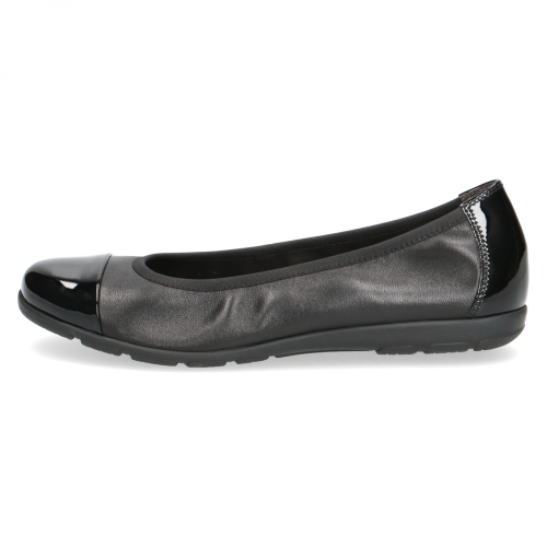 22152 variant 2 Black Comb Leather Ballerina Flats with Patent Toe & AIRMOTION Technology - Image 3