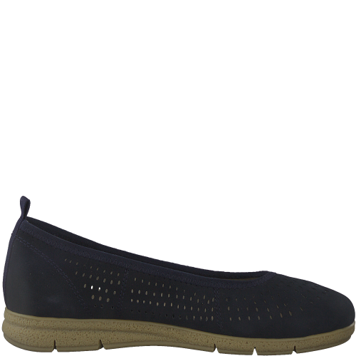 Tamaris Comfort Perforated Navy Ballerina Flats with Removable Footbed, 52101 - Image 5