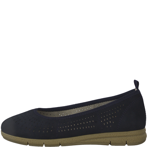 Tamaris Comfort Perforated Navy Ballerina Flats with Removable Footbed, 52101 - Image 6