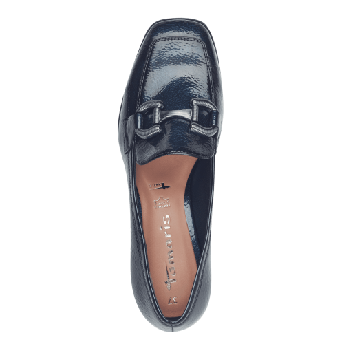24316 variant 3 Navy Patent Block Heel Pumps with Gold Hardware - Image 3