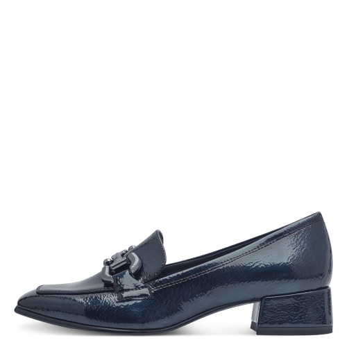 24316 variant 3 Navy Patent Block Heel Pumps with Gold Hardware - Image 4