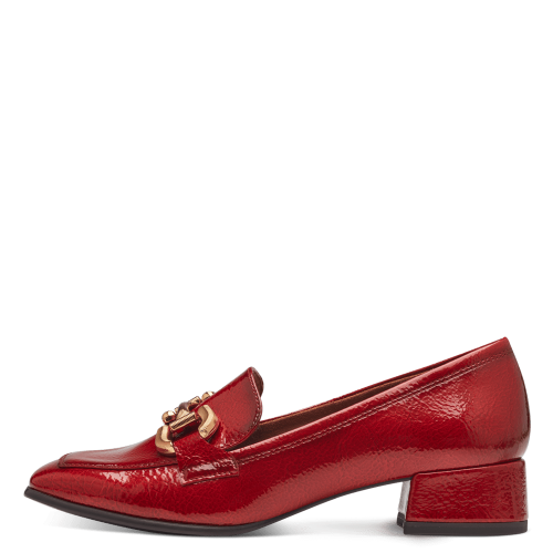 24316 variant 2 Red Patent Block Heel Pumps with Gold Hardware - Image 3