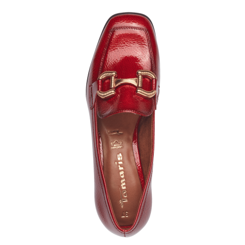 24316 variant 2 Red Patent Block Heel Pumps with Gold Hardware - Image 4