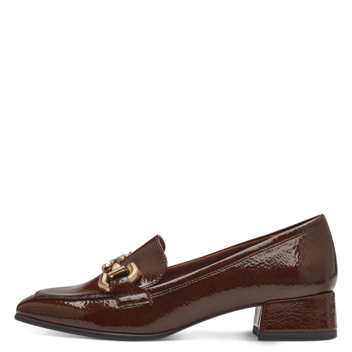 24316 variant 1 Patent Block Heel Pumps with Gold Hardware - Image 3