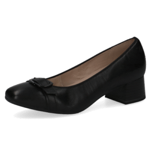 Caprice Black Leather Pump Heels with Stretch Out & ANTISHOKK Technology, 22304  variation 1