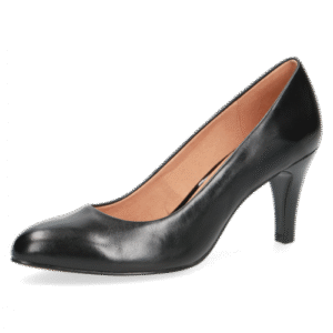 Caprice Black Leather Pump Heels, 22405/27