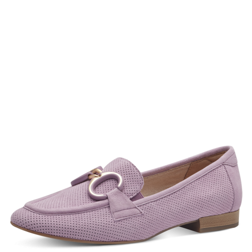Tamaris Comfort Perforated Lilac Loafers with Gold Hardware & Removable Footbed, 54202