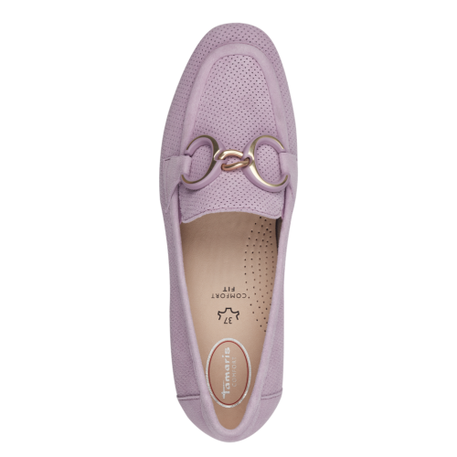 Tamaris Comfort Perforated Lilac Loafers with Gold Hardware & Removable Footbed, 54202 - Image 6