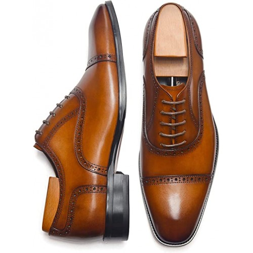 Classic Leather Brogue Men's Dress Shoes, BROGUE-101 - Image 4