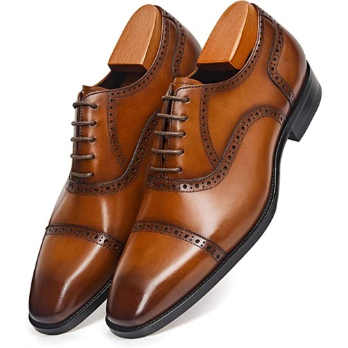 Classic Leather Brogue Men's Dress Shoes, BROGUE-101 - Image 5