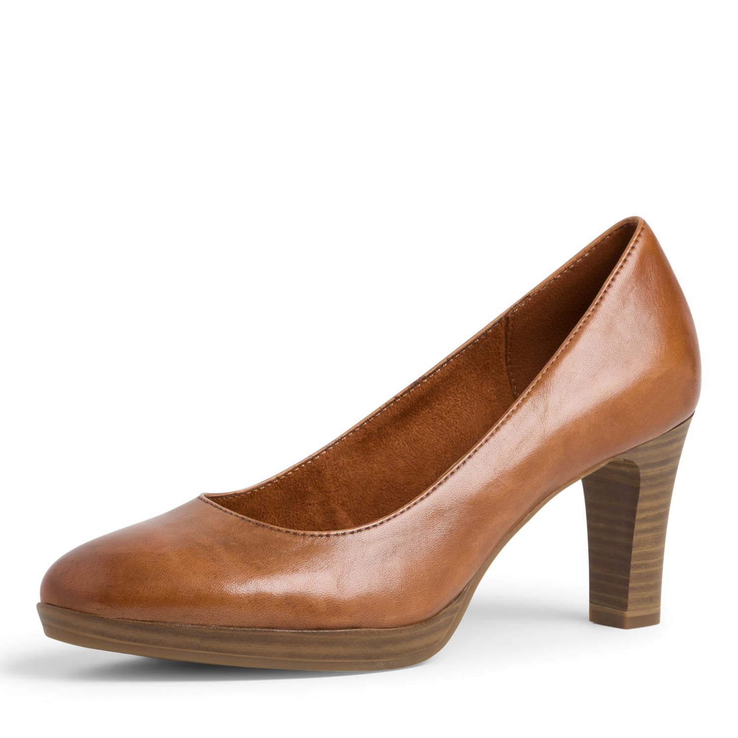 22410 Cognac Leather Pump Heels with ANTISHOKK, ANTISLIDE & TOUCHIT, - Image 2