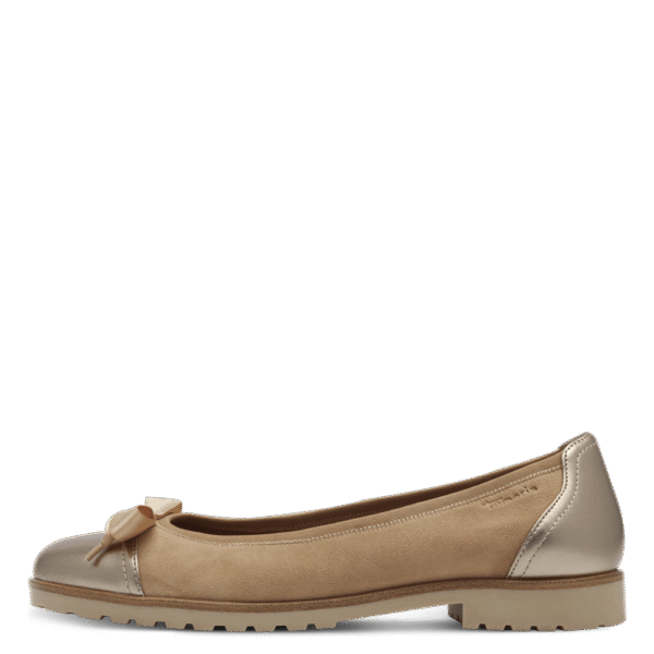 M22126 variant 3 Champagne bow flat shoes, - Image 6