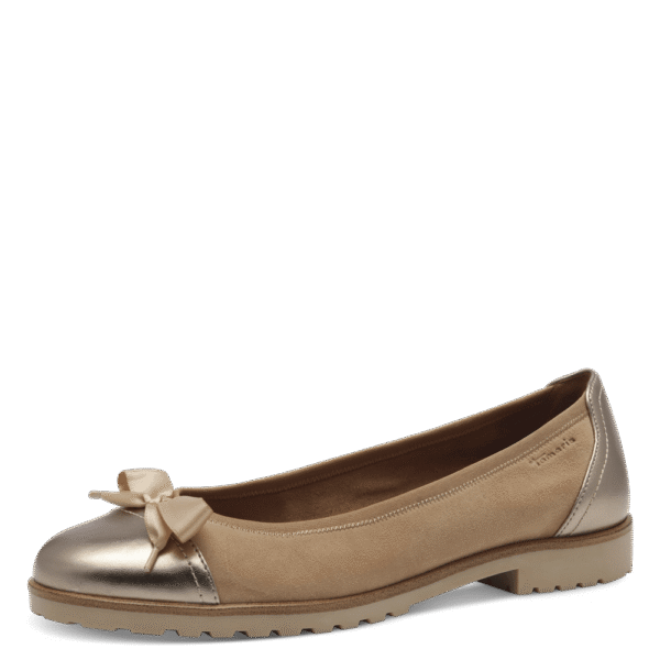 M22126 variant 3 Champagne bow flat shoes,