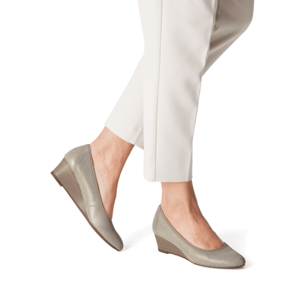 22320 variation 5 Champagne Leather Wedge Pump Heels with TOUCHIT & ANTISLIDE - Image 3