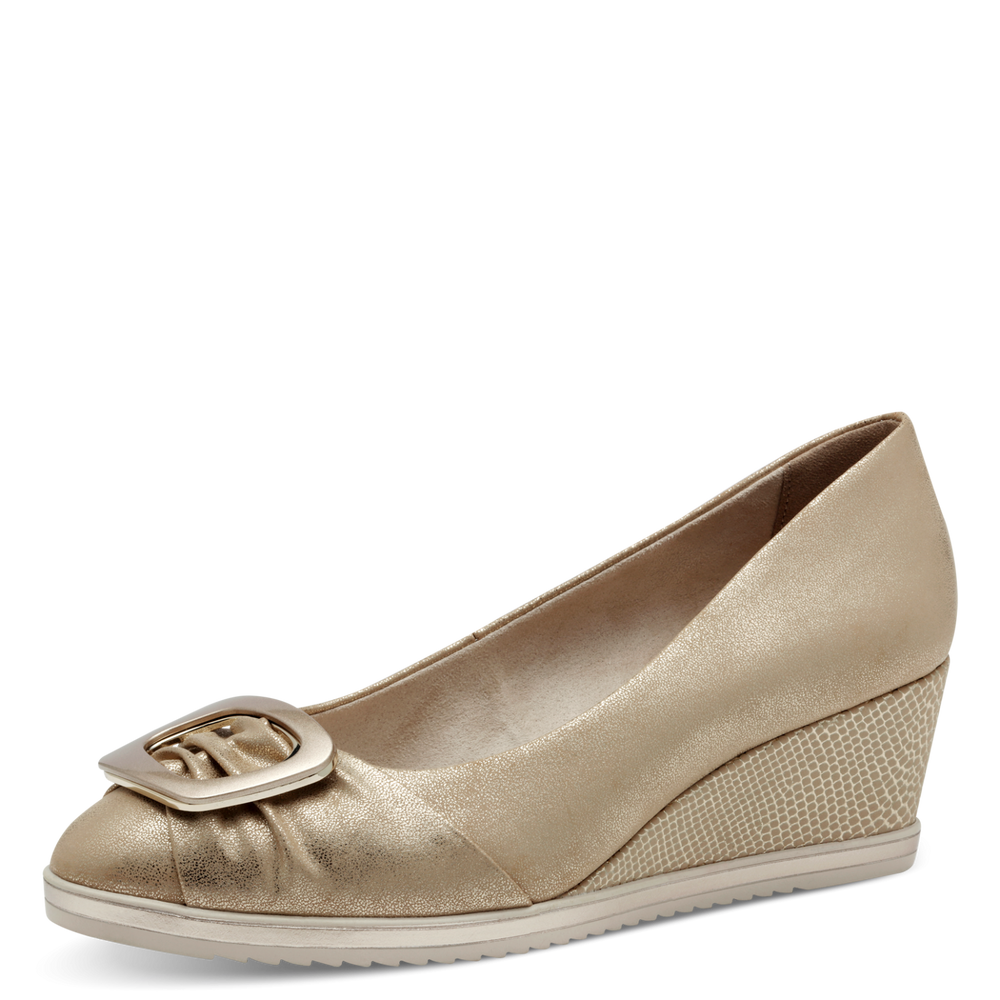 22323 variation 1 Gold Leather Wedge Pump Heels with TOUCHIT & ANTISLIDE