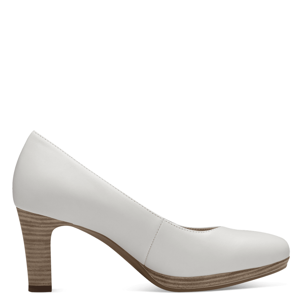 22410 White Leather Pump Heels with ANTISHOKK, ANTISLIDE & TOUCHIT - Image 2
