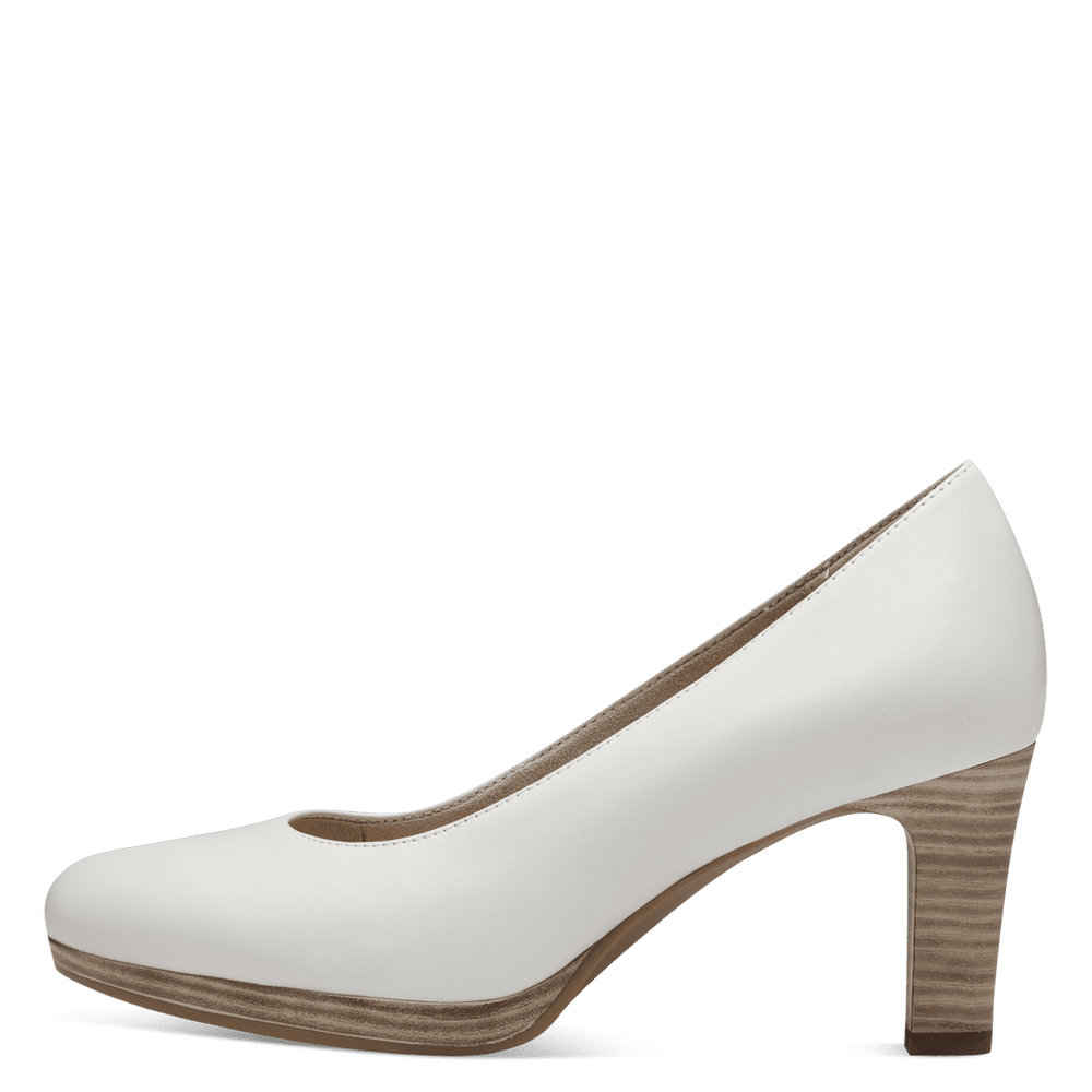 22410 White Leather Pump Heels with ANTISHOKK, ANTISLIDE & TOUCHIT - Image 3