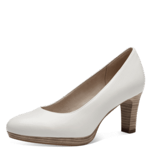 22410 White Leather Pump Heels with ANTISHOKK, ANTISLIDE & TOUCHIT