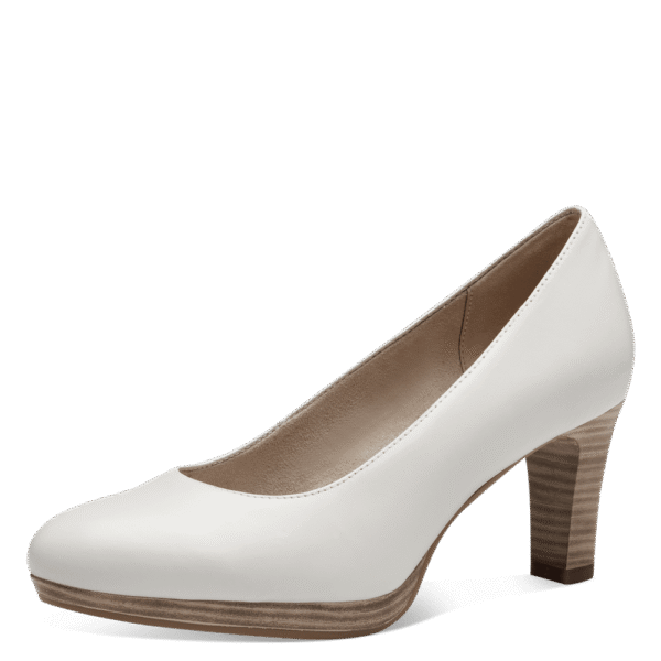 22410 White Leather Pump Heels with ANTISHOKK, ANTISLIDE & TOUCHIT