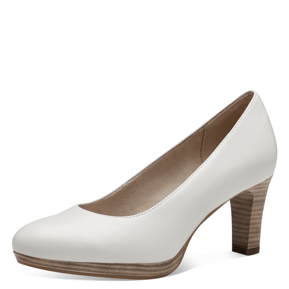 22410 White Leather Pump Heels with ANTISHOKK, ANTISLIDE & TOUCHIT