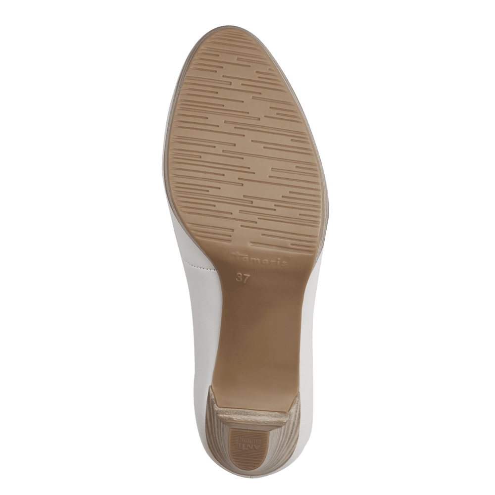 22410 White Leather Pump Heels with ANTISHOKK, ANTISLIDE & TOUCHIT - Image 4
