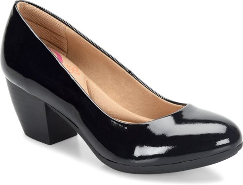 Amora Patent.Memory foam padded heel counter for added comfort
