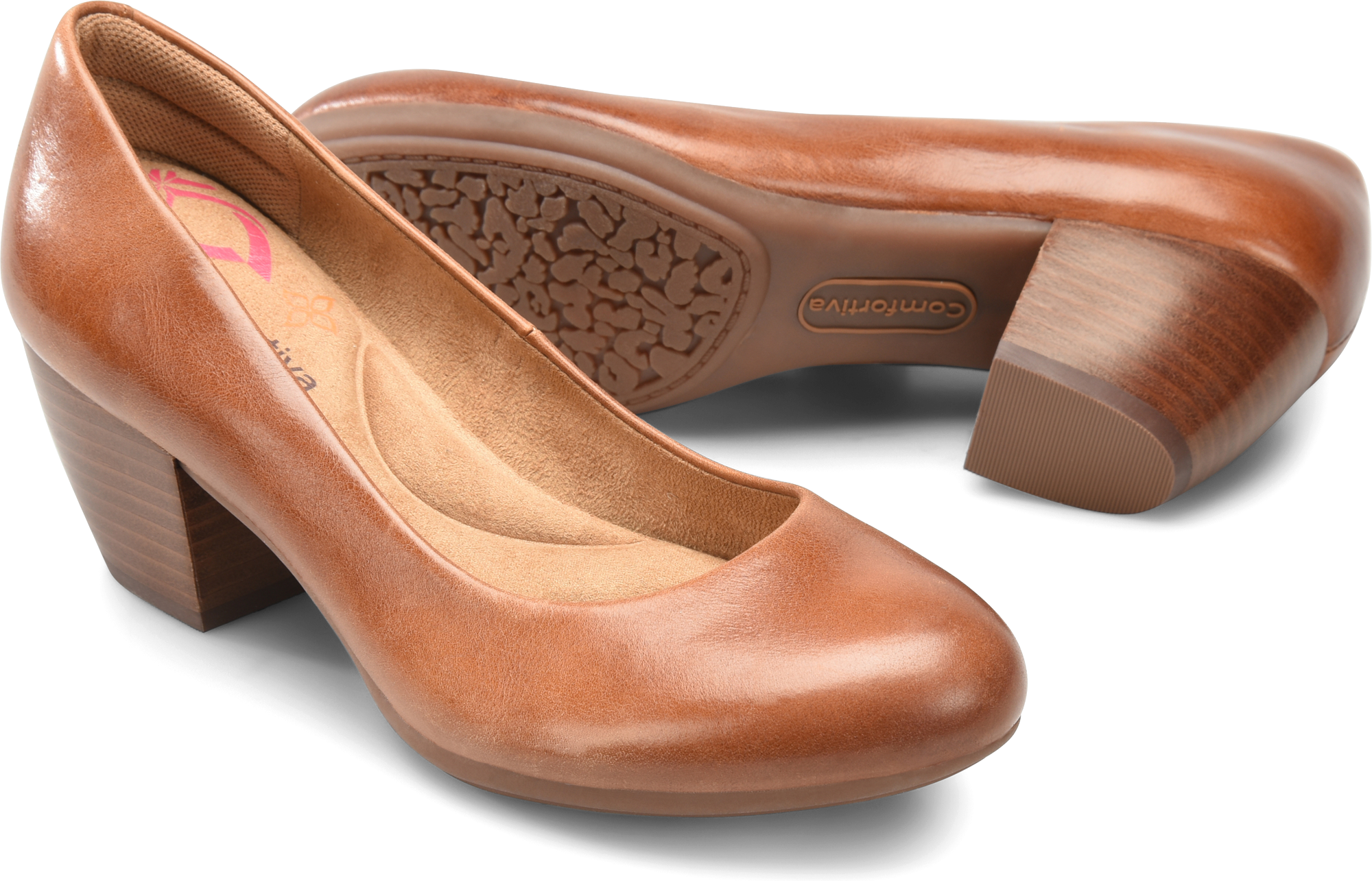 Amora Cork.Slip-resistant, lightweight and flexible TPR outsole with stacked heel