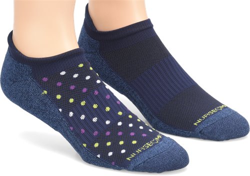 COMPRESSION ANKLET 2PK NAVY DOT MENS