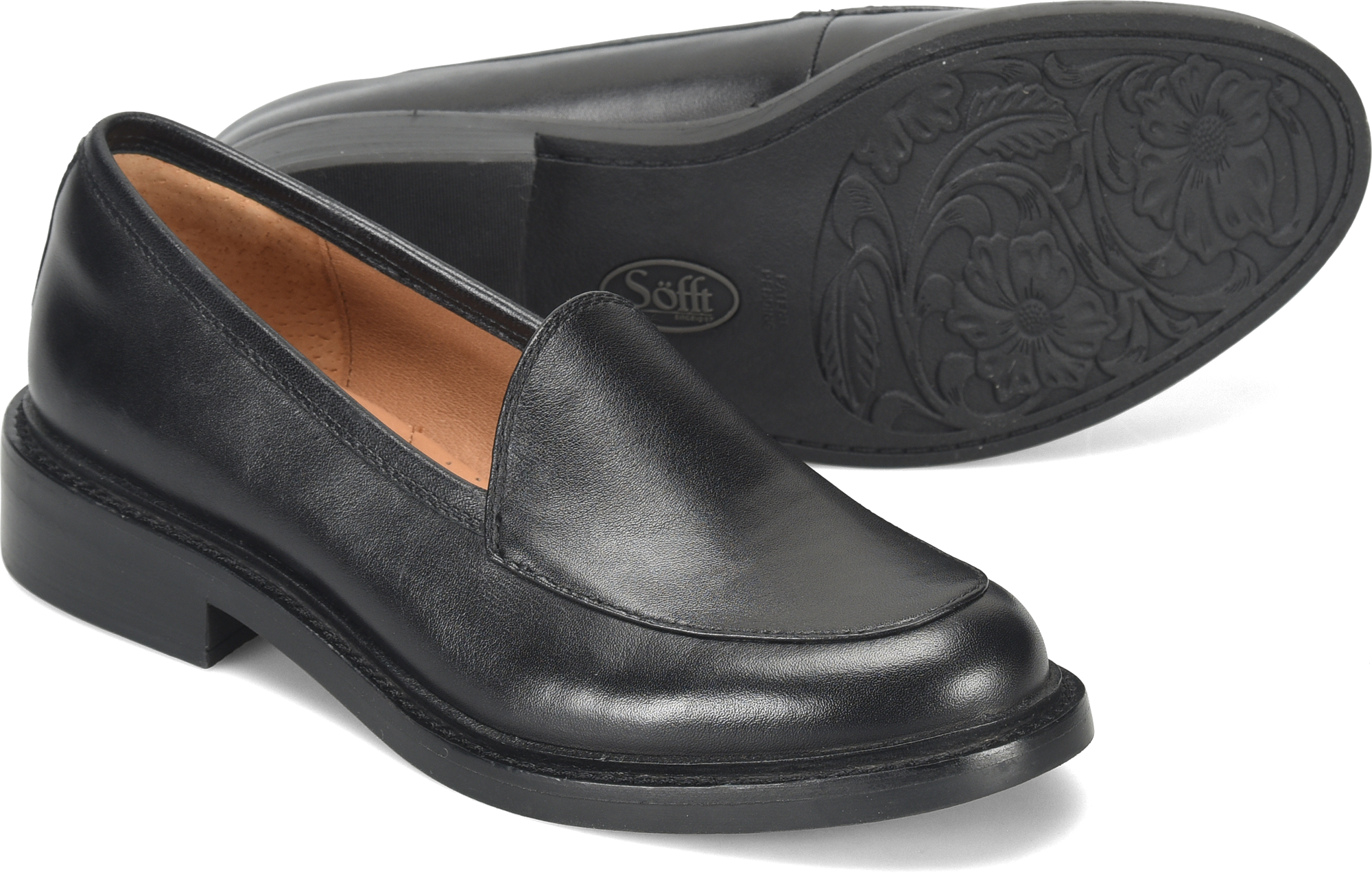 Napoli II. Black.Leather-lined footbed, cushioned at ball and heel, with arch support