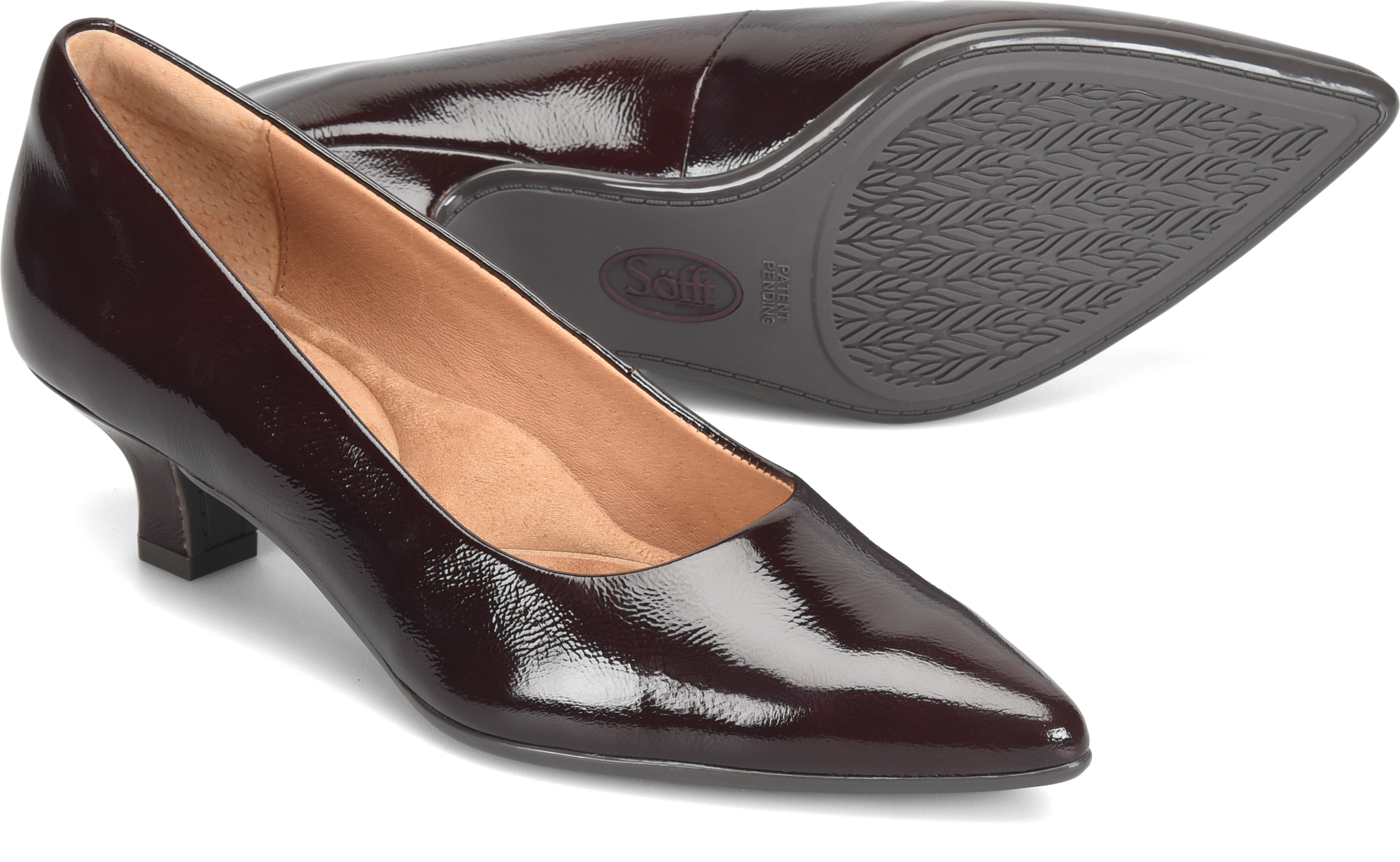 Sabrina Cognac.Soft microfiber-lined footbed, cushioned at ball, heel and arch